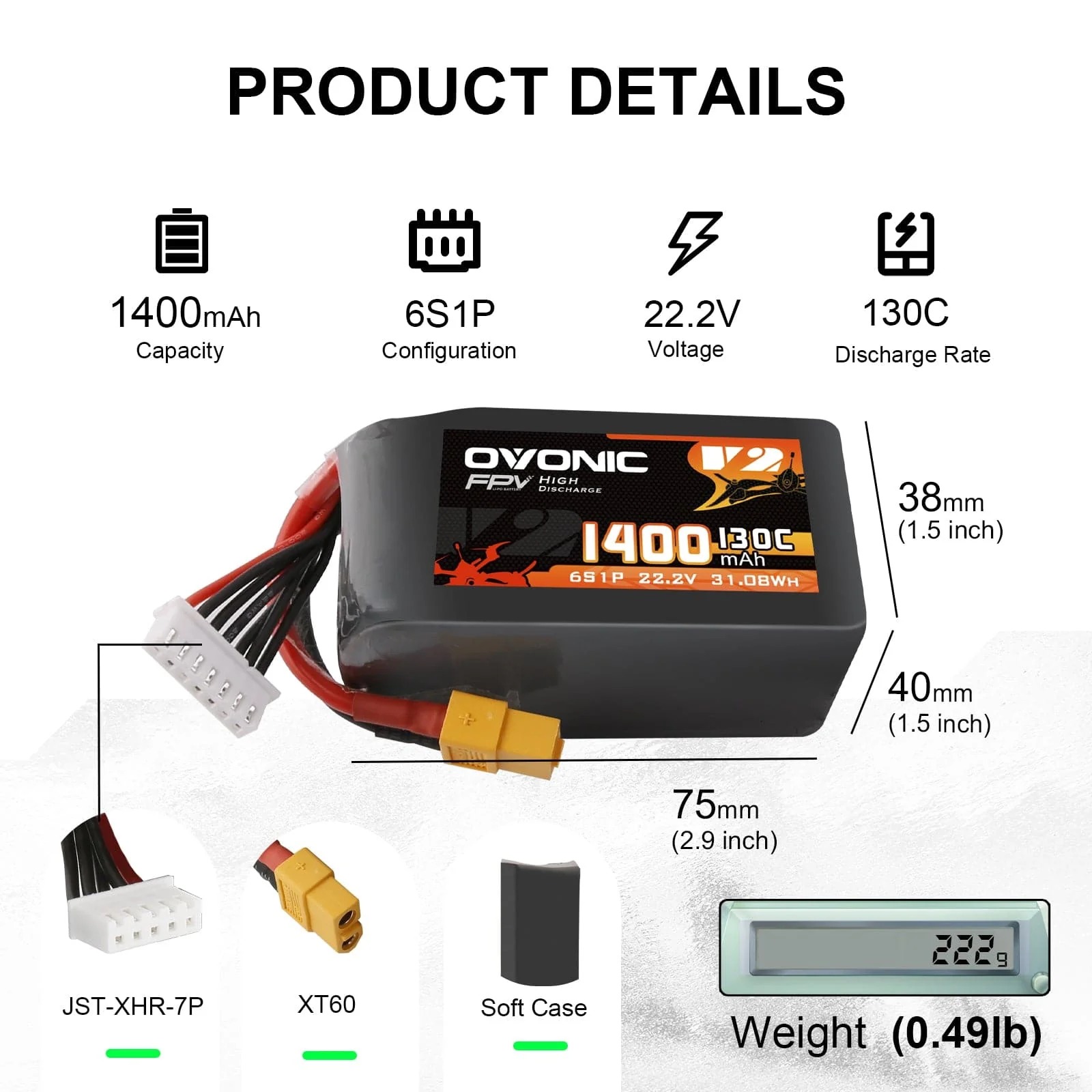 แบตเตอรี่ Ovonic 6S LiPo 22.2V - Walksnail Avatar Hd Goggles X บทวิจารณ์และราคา